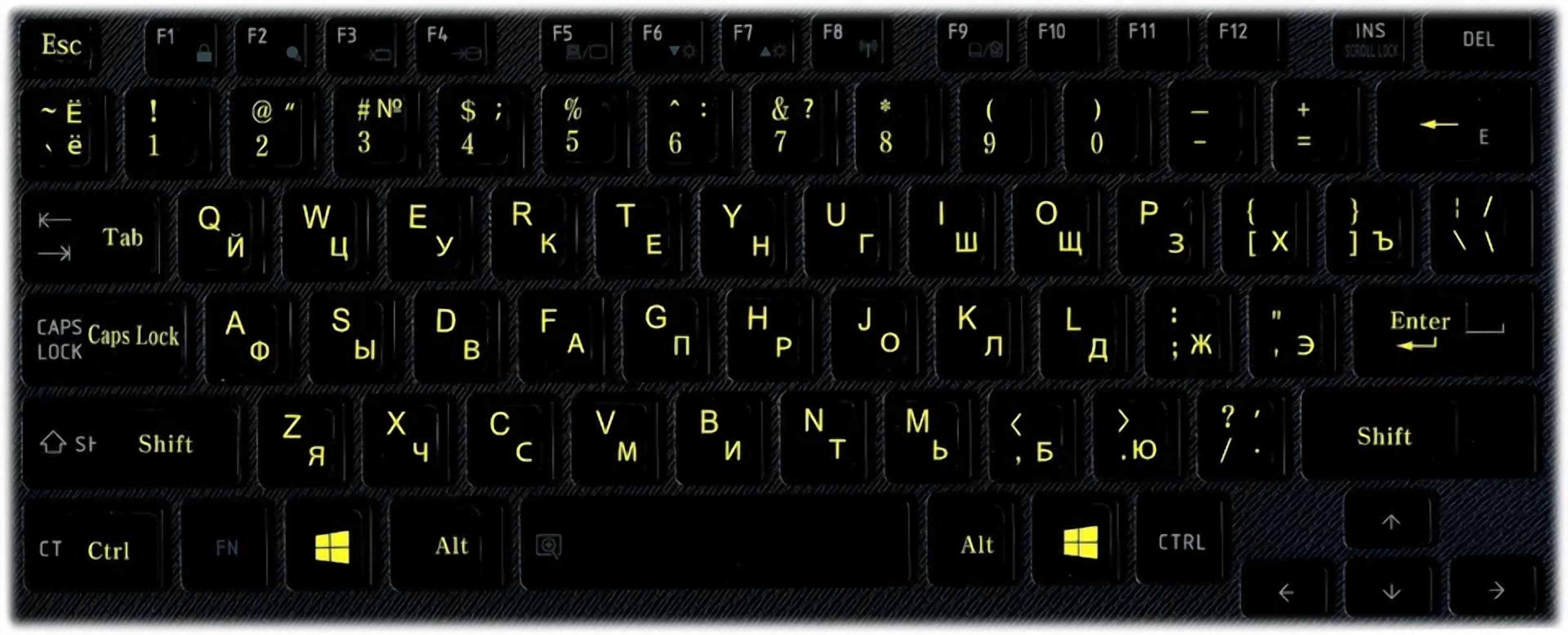 BUTTERFLY- Russian Keyboard Stickers Fluorescent Letters Printed In Korea.5Pcs Deal