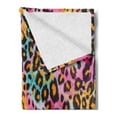 thumbnail image 2 of Leopard Print Soft Flannel Fleece Blanket, Mottled Exotic Panthera Skin Pattern Colorful Camouflage Style Safari Theme, Cozy Plush for Indoor and Outdoor Use, 60" x 80", Multicolor, by Ambesonne, 2 of 5
