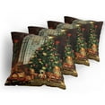 thumbnail image 5 of Ambesonne Christmas Throw Pillow Cover 4 Pack, Xmas Tree, 20", Brown Red Green, 5 of 7