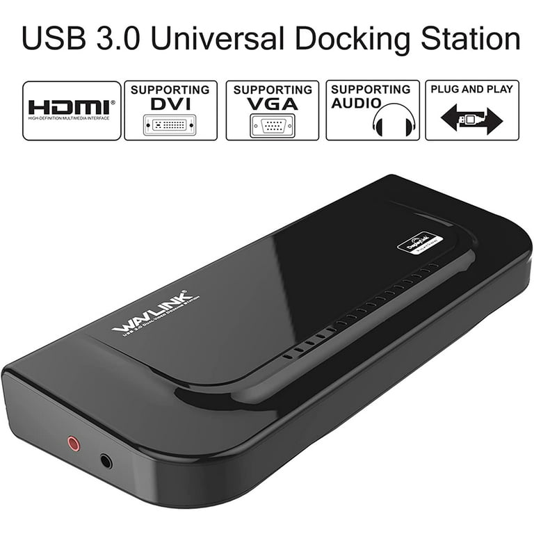 Docking Station with Dual Display for Linux Windows Vista/7/8/8.1 Mac OS 10.2 or (Supports HDMI/DVI/VGA,Gigabit Ethernet,2 USB 3.0 + 4 USB 2.0,Audio) - Walmart.com