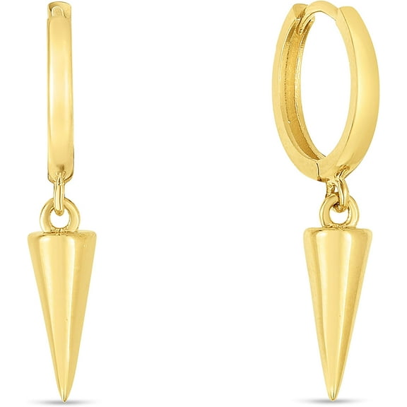 Floreo 14k Yellow Gold 10mm Dangling Spike Drop Hoop Earrings