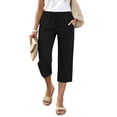 thumbnail image 2 of Women Petite Capris Pants Summer Casual Loose Drawstring Elastic High Waist Straight 2026 Lounge Beach Cropped Trousers Black XL, 2 of 6