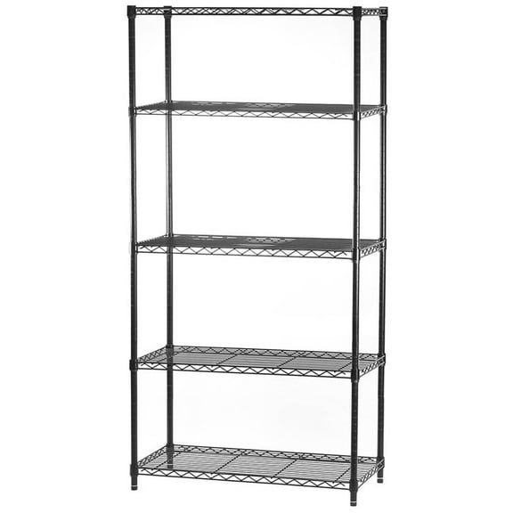 Shelving Inc. 12" d x 24" w x 54" h Black Wire Shelving with 5 Tier Shelves, Weight Capacity 300lbs Per Shelf