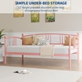 thumbnail image 3 of Twin Metal Daybed, Metal Sofa Bed Frame with Arched Headboard, Guest Sofa Bed with Steel Slat Support, No Box Spring Required, Easy Assembly, Pink, 3 of 8