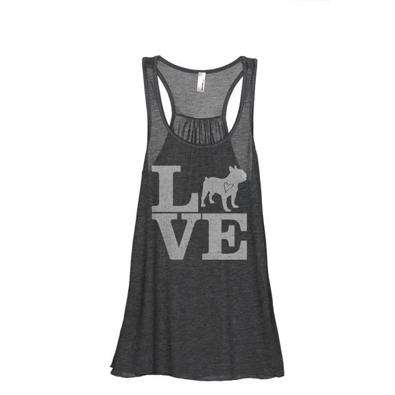 Love Frenchie Women's Fashion Sleeveless Flowy Racerback Workout Yoga Tank Top Charcoal Grey Large