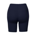 thumbnail image 3 of A2Y Women's Basic Solid Premium Cotton Mid Thigh High Rise Biker Bermuda Shorts Navy 2XL, 3 of 5
