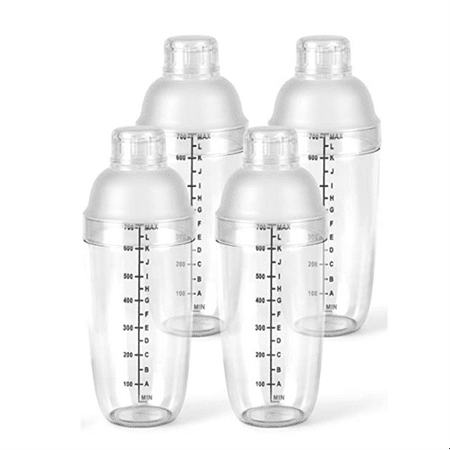 

4Pcs Plastic Cocktail Shaker 24 Oz Drink Mixer with Scales for Bar