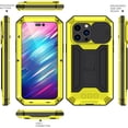 thumbnail image 6 of Case for iPhone 15,Military Grade 3 in 1 Metal Full-Body Rugged Stylish Kickstand Protective Case with Built-in Screen Protector Phone Case for iPhone 15,6.1 inch 2023 (Yellow), 6 of 17
