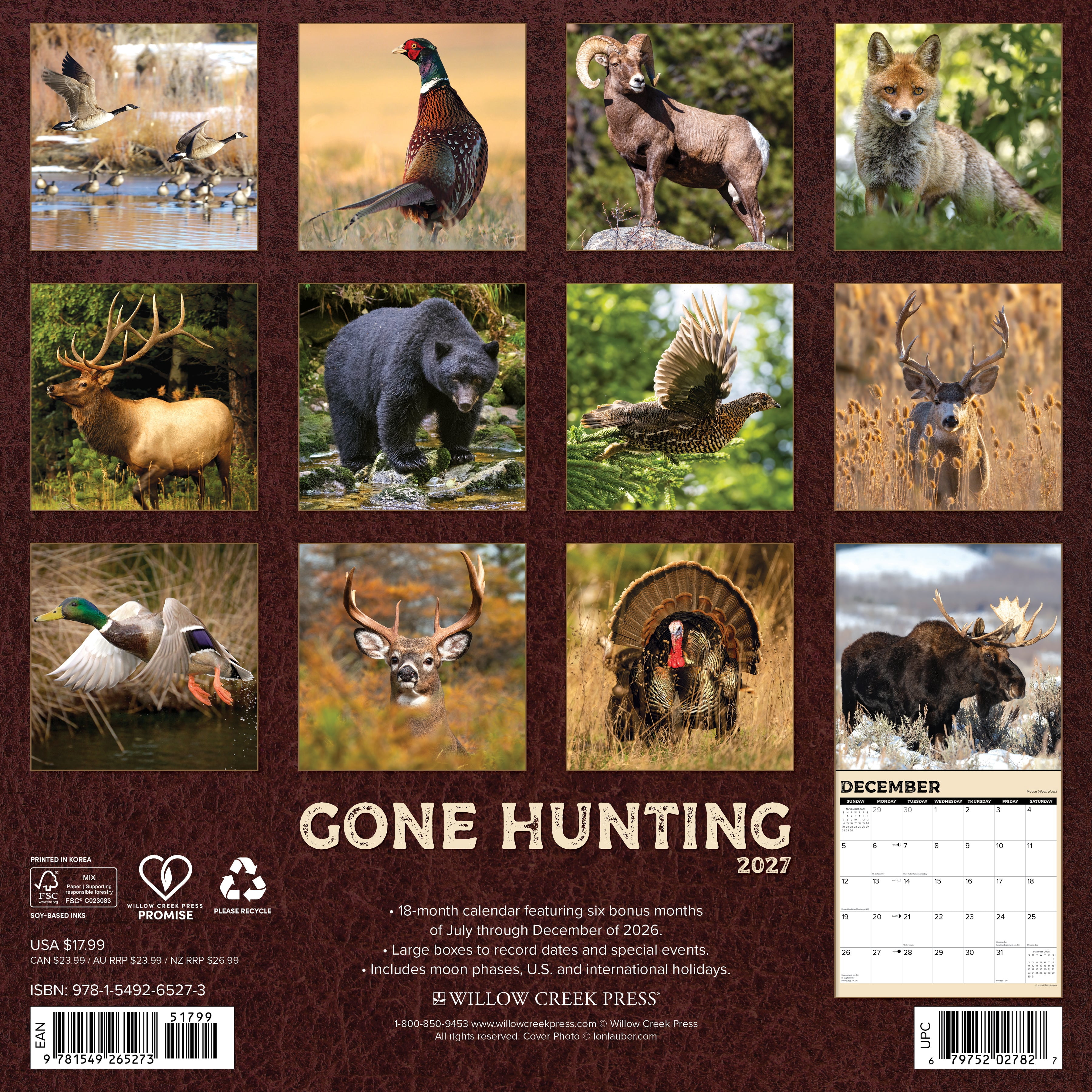 Willow Creek Press, Gone Hunting 2027 Wall Calendar