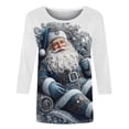 thumbnail image 5 of LiMoi Women's Xmas Blouse with Three Quarter Sleeve Round Neck and Jolly Christmas Santa Pattern Tops Tees Tshirts Shirts My Items, 5 of 6