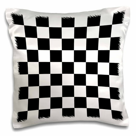 - 3dRose Check black and white pattern - checkered checked squares chess checkerboard or racing car race flag, Pillow Case, 16 by 16-inch