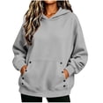 thumbnail image 2 of SYwaren Women's Oversized Hoodies Solid Color Long Sleeve Button Pocket Loose Casual Pullover Sweatshirt, 2 of 8