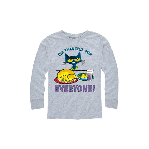 Pete The Cat - I'm Thankful For Everyone! - Youth Long Sleeve T-Shirt