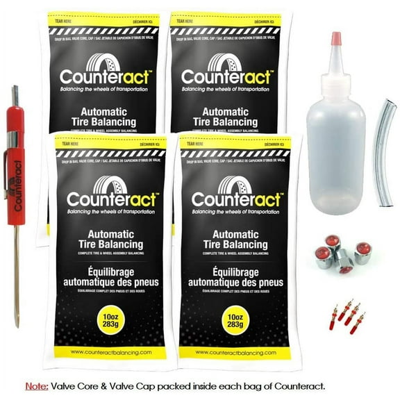 Counteract Diyk-10 Do It Yourself Tire/Wheel Balancing Beads Kit - Off-Road, Medium/Heavy Duty Truck Tires, (4) 10Oz DIY Bead Bags, (4) Valve Caps and Cores, (1) Core Remover, Injector Bottle