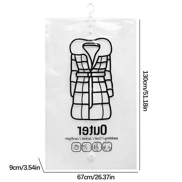 Wmhnj Bolsas de vaco colgantes para comprimir edredones, chaquetas de invierno y ropa - Paquete de 4 bolsas de compresin transparentes y resistentes