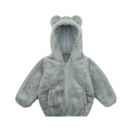 

Winter Savings Clearance! Dezsed 6 Color Winter Coat Kids Girl Solid Color Plush Cute Bear Ears With Hoodies Children S Coat Jackets Long Sleeve 1-6Years