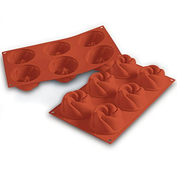 Silikomart Silicone Bake Mold Vertigo Shape 3.7 Oz, 3" Dia. x 1.5" H, 6 Cavities
