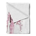 thumbnail image 2 of Wedding Soft Flannel Fleece Blanket, Flowers Hearts Butterflies on Wedding Dress Bridal Gown Artowork Print, Cozy Plush for Indoor and Outdoor Use, 50" x 70", Pale Pink Maroon White, by Ambesonne, 2 of 5