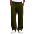 thumbnail image 2 of Domuza Sweatpants for Men Loose Fit Joggers Straight Wide Leg Lounge Pants Drawstring Elastic Waist Sweat Pants with Pockets, 2 of 7