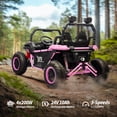 thumbnail image 4 of Outfunny 24V 10Ah Kids Ride on Toy, 4WD 2-Seater Electric Ride on Car UTV for Big Kids w/ Remote, Bluetooth - Pink, 4 of 9