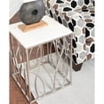 thumbnail image 2 of White Marble End Table with Curved Steel Base / Unique Design for Living Room, 2 of 3