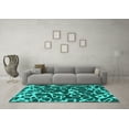 thumbnail image 3 of Ahgly Company Indoor Square Abstract Turquoise Blue Modern Area Rugs, 4' Square, 3 of 4