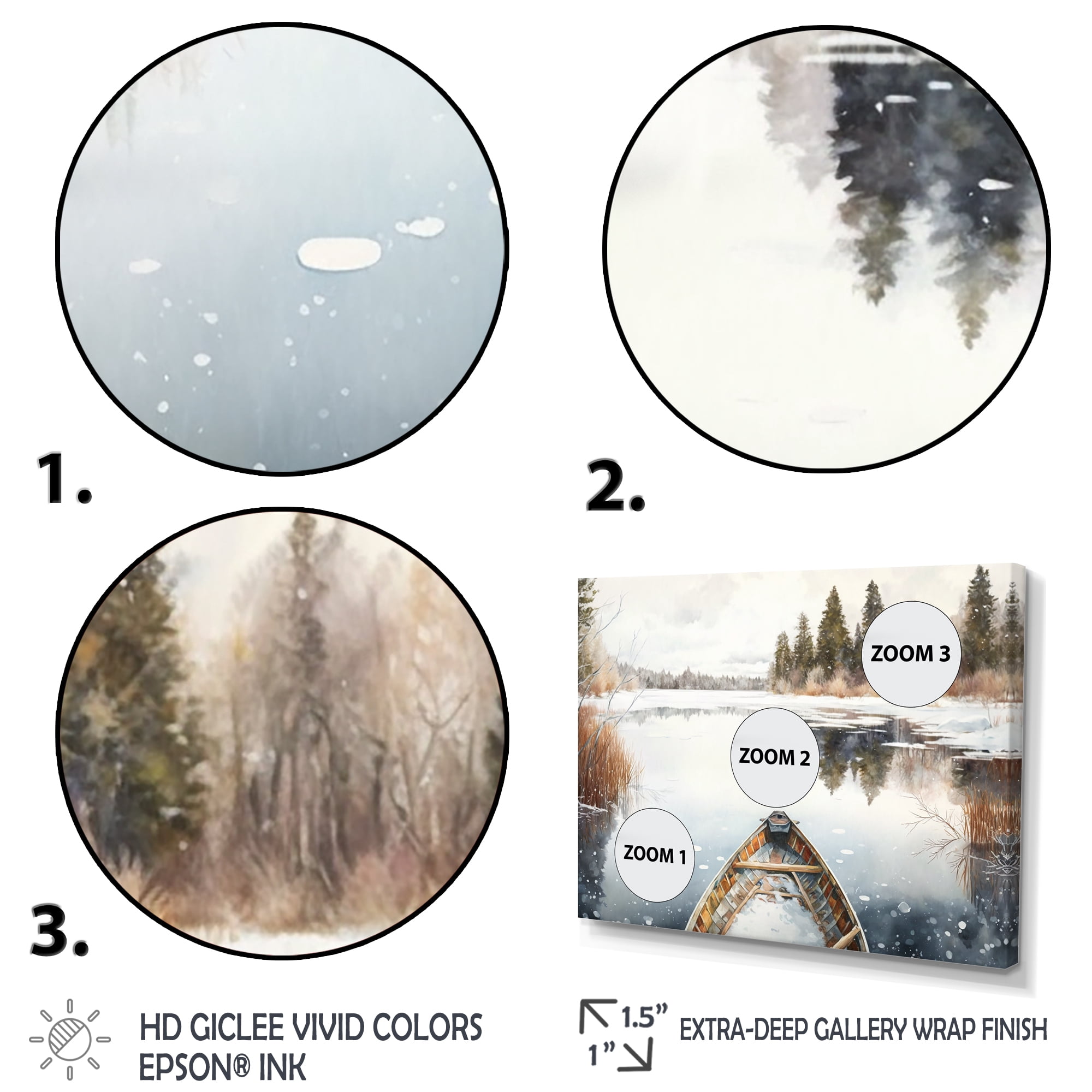 Designart Winter Canoe Scenery II Canvas Wall Art