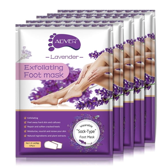 Mascarilla exfoliante para pies ALIVER Make Feet Baby Soft, paquete de 5