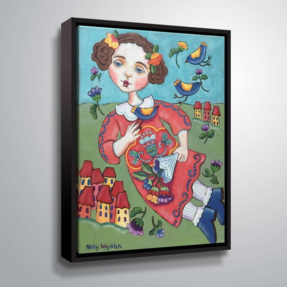 ArtWall She thought she could fly, Gallery Wrapped Floater-framed Canvas by Holly Wojahn