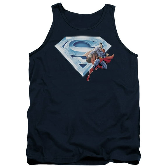 Superman Superman & Crystal Logo Adult Tank Top Navy