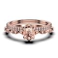 thumbnail image 1 of Antique Dazzling Boho & hippie 2.25 Carat Round Cut Morganite And Diamond Moissanite Unique Engagement Ring, Wedding Ring in10k Solid Rose Gold, Affordable Gift For Woman, Trio Set, Matching Band, 1 of 4
