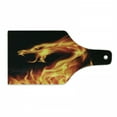 thumbnail image 1 of Dragon Cutting Board, Abstract Fiery Creature on Black Background Illustration, Decorative Tempered Glass Cutting and Serving Board, Wine Bottle Shape, Orange Black, by Ambesonne, 1 of 1