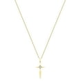 thumbnail image 1 of Dazzlingrock Collection Round Lab Grown White Diamond Solitaire Accent Cross Pendant with 18 inch Gold Chain for Women (0.11 ctw, Color H-I, Clarity SI2) in 18K Yellow Gold, 1 of 5