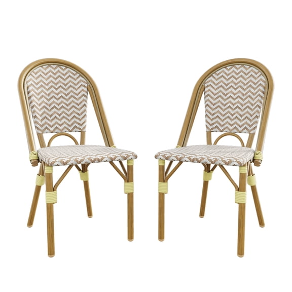 Meetleisure Brown wave Coffee Chair with Wicker wood grain Metal Base for outdoor,Brown