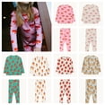thumbnail image 2 of Pajimas-Conjunto de pijama de dos piezas con estampado de lazo para niño y niña, ropa de invierno, 2023, 2 of 4