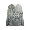 thumbnail image 4 of Womens Basic Tops Winter Loose Fit Hooded Long Sleeve Puff One Shoulder Drawstring Floral Leisure Cotton Hoodies (Grey,M), 4 of 4