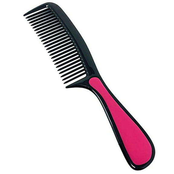 Parcelona French Detangling Black Fuchsia Anti-static Hair Comb with Handle
