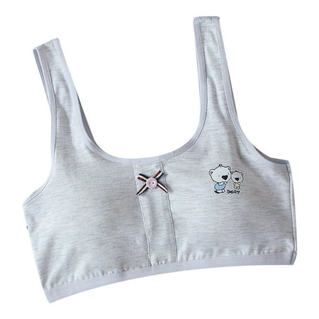 

Teenage Girl Striped Button Bowknot Sport Training Bra Wide Strap Underwear Cute