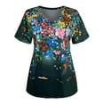 thumbnail image 3 of ICHUANYI Clearance Fashion Women's Casual Short Sleeve Printed V-Neck Blouse T-Shirt Ladies Tops(Black, S) Ichuanyi Ichuanyi, 3 of 5