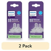 (2 pack) Philips Avent Natural Response Nipples, Extra Slow Flow (Flow 1), 2-Pack, SCY961/02