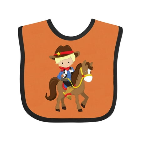 

Inktastic Cowboy Sheriff Horse Western Blond Hair Gift Baby Boy Bib
