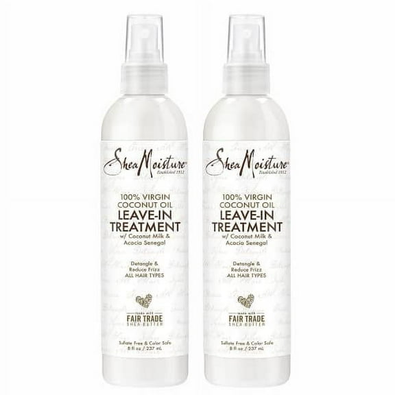 SheaMoisture Curly Hair Products, Leave in Conditioner Spray, 100% Virgin Coconut Oil, Hair Care, Detangler Spray, Shea Butter and Coconut Milk, Anti Frizz Hair Products (Pack of 2-8 Fl Oz Ea)