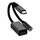 thumbnail image 1 of Adaptador de Audio Auxiliar 3 en 1 USB C A 3,5 mm/Tipo C/IOS, Convertidor de Auriculares de Carga Rápida PD, Color Negro, 1 of 5