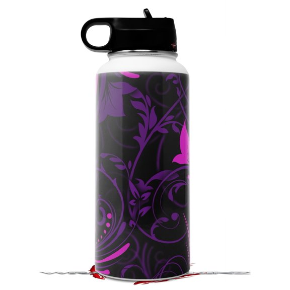 Skin Wrap Decal compatible with Hydro Flask Wide Mouth Bottle 32oz Twisted Garden Purple and Hot Pink (BOTTLE NOT INCLUDED)