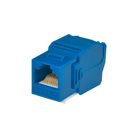 UPC: 0889028037713 | Monoprice Cat6A RJ45 Toolless 180-Degree Keystone Jack for 22-24AWG Solid Wire  Blue