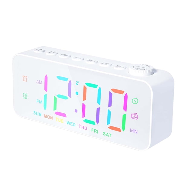 Reloj Despertador Digital perfecl Mesa Brillo Atenuador blanco