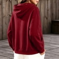 thumbnail image 4 of Women Button Hooded Sweatshirt Jacket Soft Lightweight Hoodies Cardigan with Drawstring Hem Side Pockets Loose Fitting Casual Daily Outwear Wine Oversized Hoodies Women L, 4 of 7