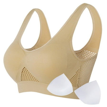 (2-Pack) Puawkoer Womens Comfort Sports Bra Sports Bra for Women Seamless Wirefree Breathable Yoga Strapless Front Buckle Lift Bra Sleep Bra Workout Womens Wireless