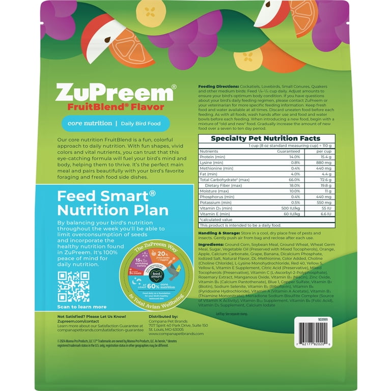 Zupreem Fruitblend Cockatiel & Conure Pellet Food, 2 Lb photo 2