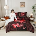 thumbnail image 6 of Manfei Romantic Red Butterfly Bedding Comforter Set for Adult, Mandala Paisley Print Twin Comforter Sets, Valentines Day Reversible Bedding Set, Breathable Home Decor, 2pcs, 6 of 9